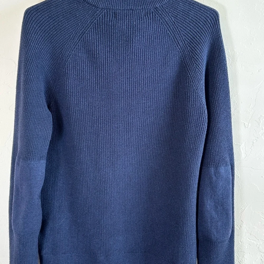 Banana Republic Men's/Unisex Blue Half-Zip Sweater with Elbow Patches Sz S